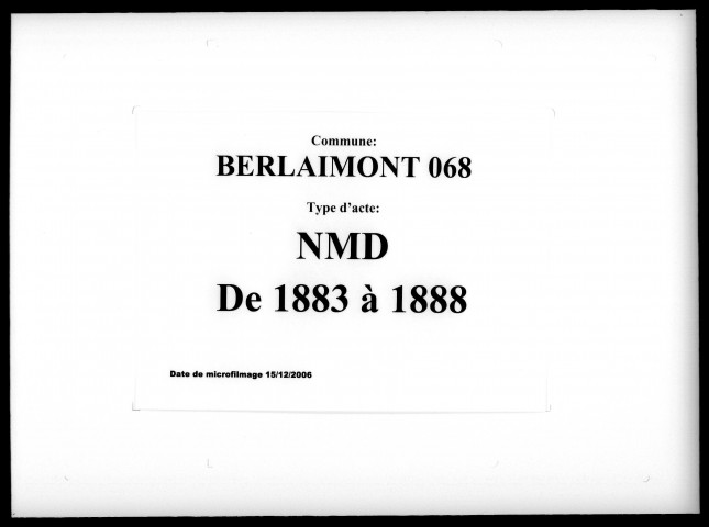 BERLAIMONT / NMD [1883-1888]