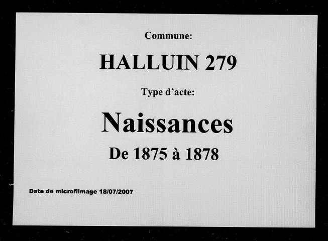 HALLUIN / N [1875-1878]