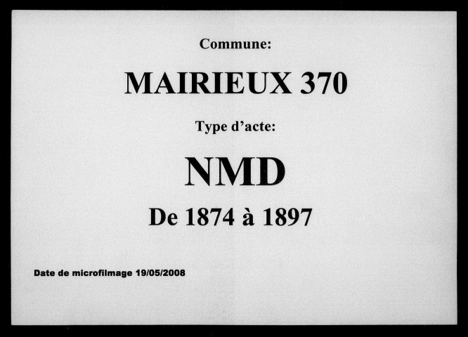MAIRIEUX / NMD [1874-1897]