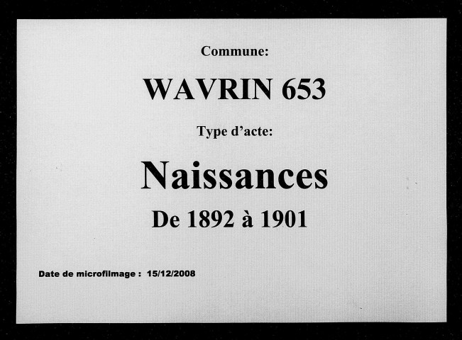 WAVRIN / N [1892-1901]