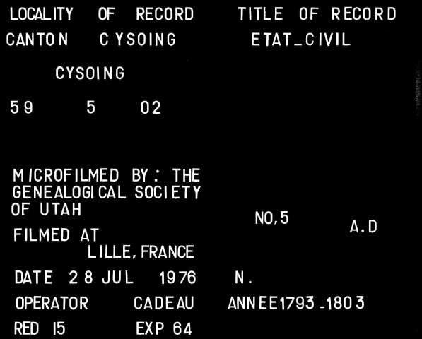 CYSOING / N,M,D [1793-1803]