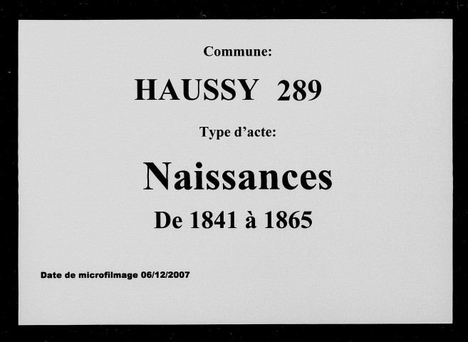 HAUSSY / N [1841-1865]