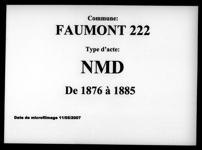 FAUMONT / NMD [1876-1885]