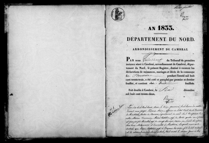 BOUSSIERES-EN-CAMBRESIS / NMD [1833-1879]