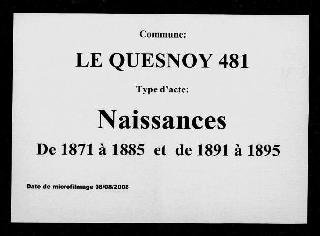 LE QUESNOY / N (1871-1885, 1891-1895) [1871-1895]