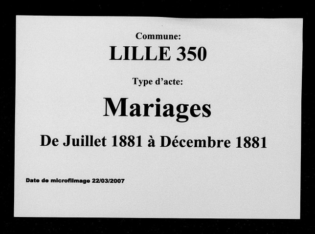 LILLE / M (07/1881 - 12/1881) [1881]