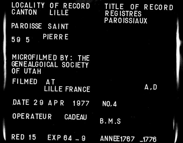 LILLE (ST PIERRE) / BMS [1767-1781]