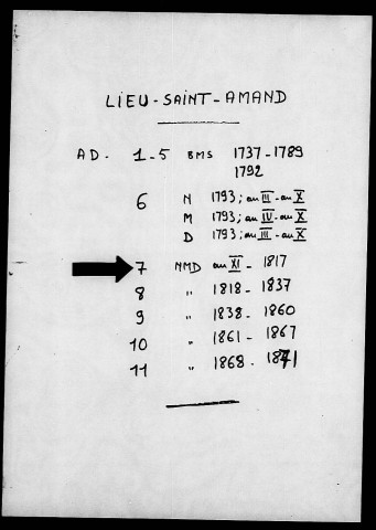 LIEU-SAINT-AMAND / NMD [1803-1871]