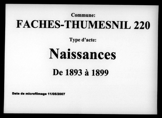 FACHES-THUMESNIL / N [1893-1899]