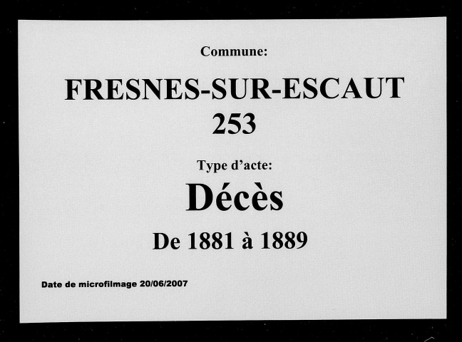FRESNES-SUR-ESCAUT / D [1881-1889]
