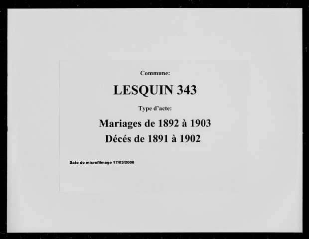LESQUIN / M (1892-1903), D (1891-1902) [1891-1903]