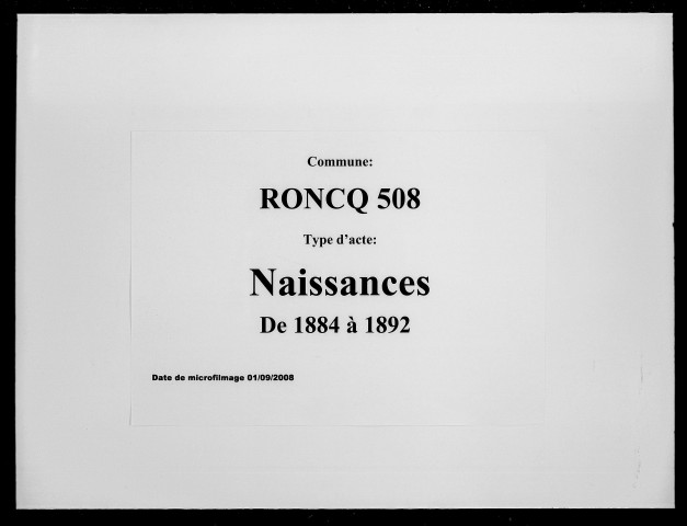 RONCQ / N [1884-1892]