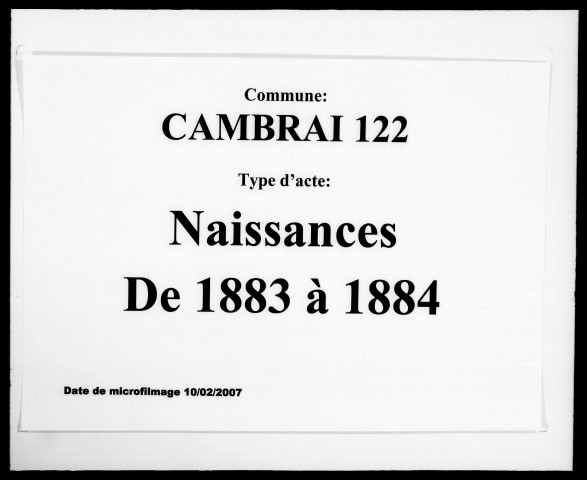 CAMBRAI / N [1883-1884]