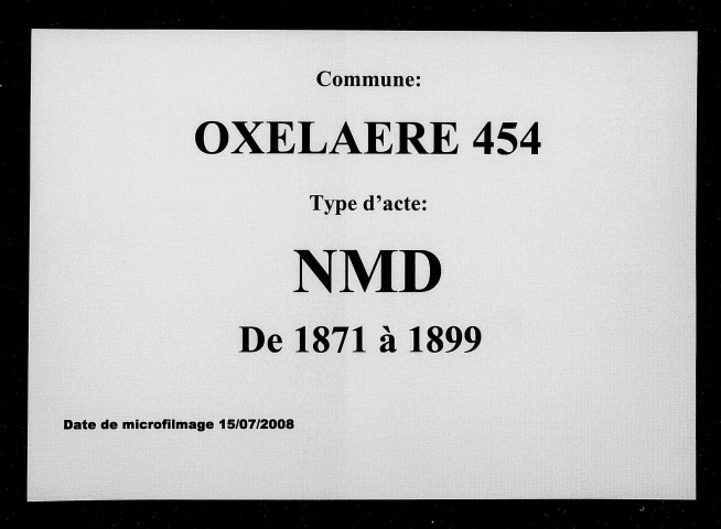 OXELAERE / NMD [1871-1899]