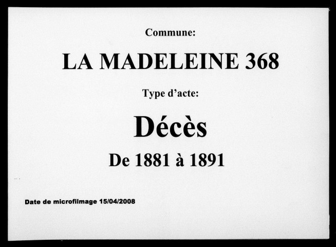 LA MADELEINE / D [1881-1891]