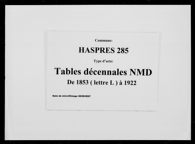 HASPRES / Td [1853-1922]