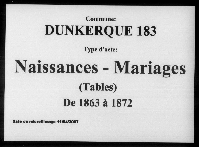 DUNKERQUE / N M [1863-1872]