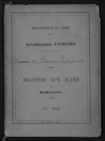 FERRIERE-LA-GRANDE / M [1904 - 1904]