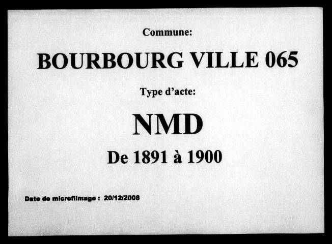 BOURBOURG / NMD [1891-1900]