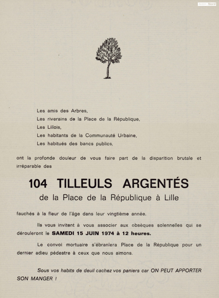 Tract pour la protection des arbres sur la place de la République à Lille