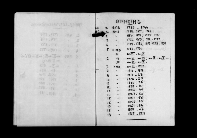 ONNAING / BMS [1739-1777]