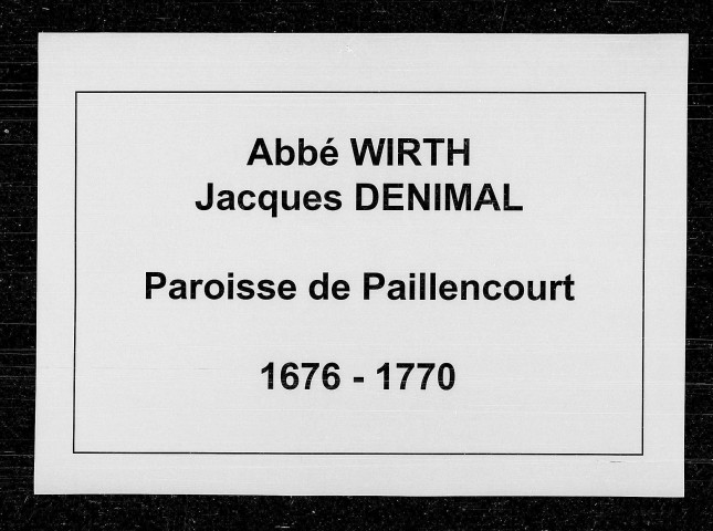 PAILLENCOURT / BMS [1676-1770]