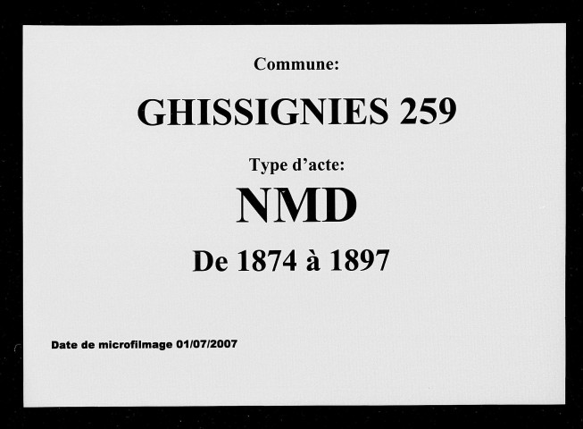 GHISSIGNIES / NMD [1874-1897]