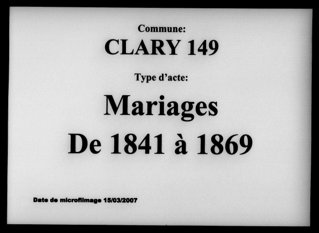 CLARY / M [1841-1869]