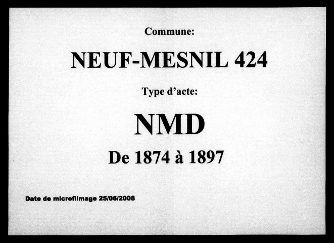 NEUF-MESNIL / NMD [1874-1897]