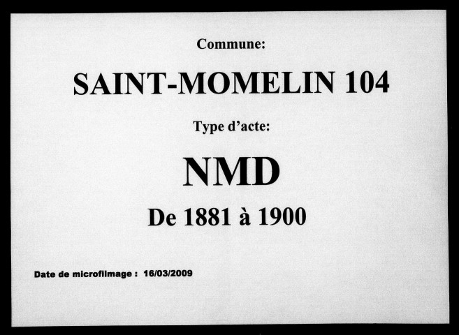 SAINT-MOMELIN / NMD [1881-1900]