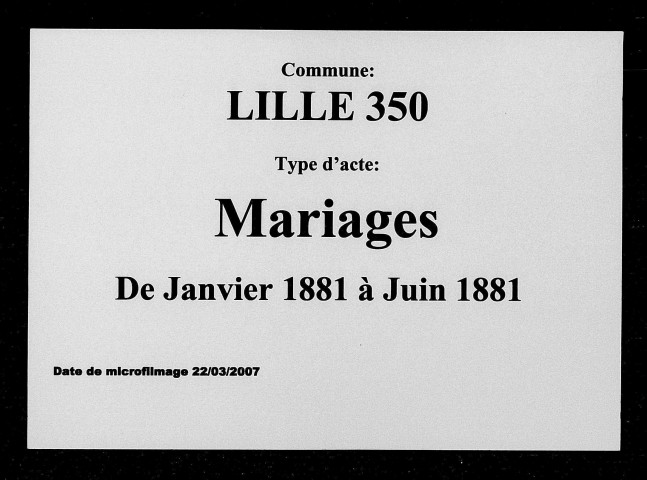 LILLE / M (01/1881 - 06/1881) [1881]