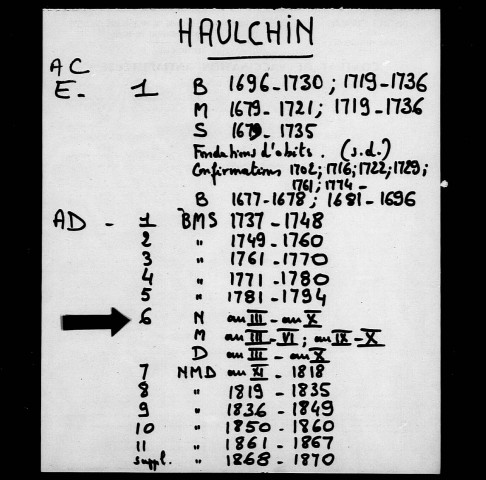 HAULCHIN / NMD (sauf M 1799) [1794-1849]