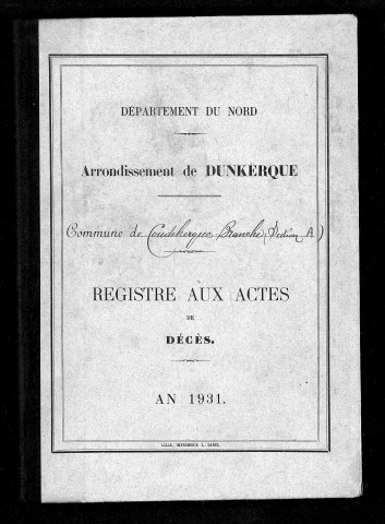 COUDEKERQUE-BRANCHE - Section A / D [1931 - 1931]