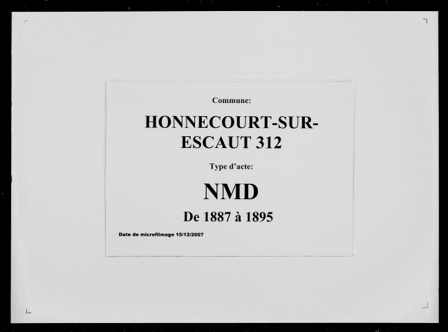 HONNECOURT-SUR-ESCAUT / NMD [1887-1895]