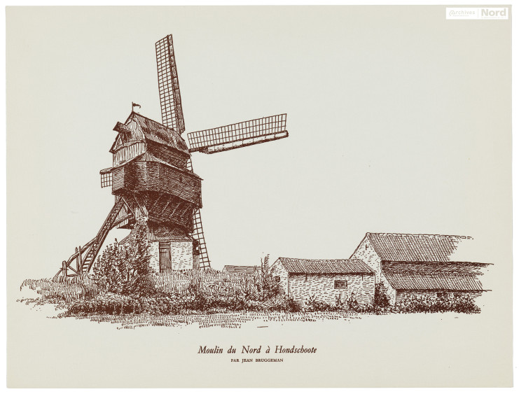 Dessin d'un moulin par Jean Bruggeman