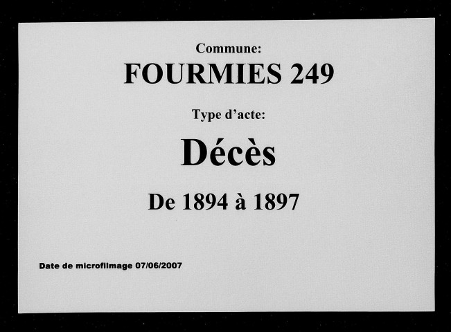 FOURMIES / D [1894-1897]