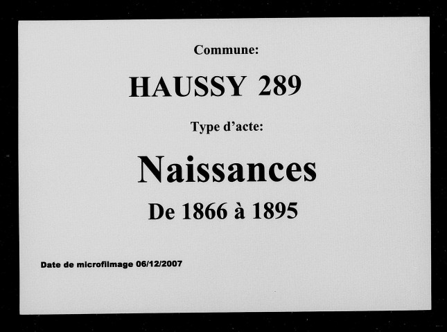 HAUSSY / N [1866-1895]