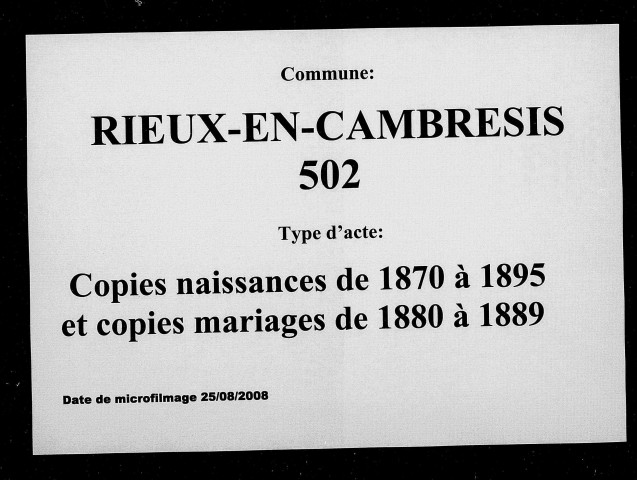 RIEUX-EN-CAMBRESIS / N (copie) (1870-1895), M (copie) (1880-1889) [1870-1895]