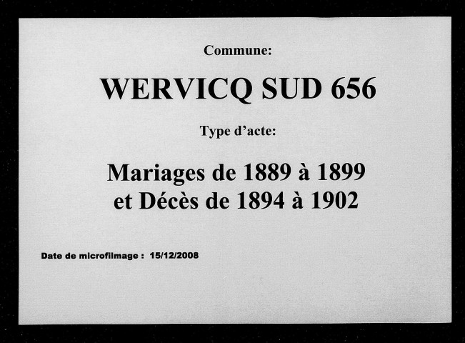 WERVICQ-SUD / M(1889-1899), D(1894-1902) [1889-1902]