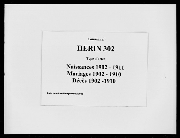 HERIN / N (1902-1911), M (1902-1910), D(1902-1910) [1902-1911]