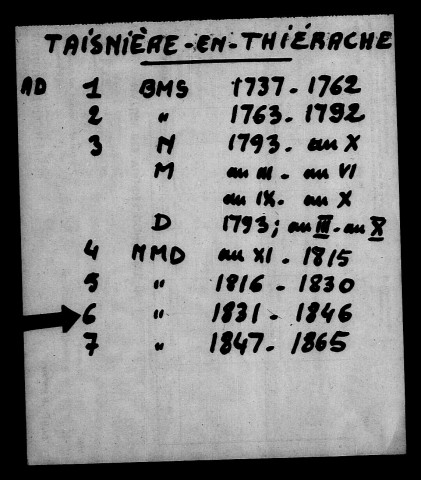 TAISNIERES-EN-THIERACHE / NMD [1831-1865]