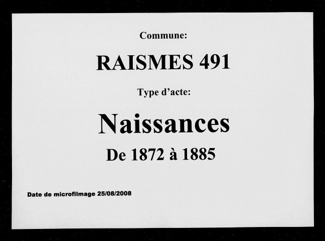 RAISMES / N [1872-1885]