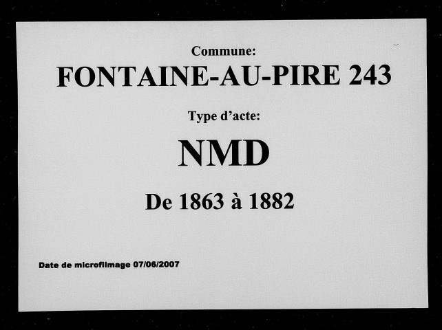 FONTAINE-AU-PIRE / NMD [1863-1882]