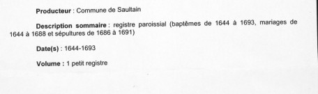 SAULTAIN / BMS [1644 - 1693]
