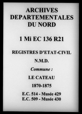 LE CATEAU-CAMBRESIS / NMD (1870, 1875), Ta [1870-1875]