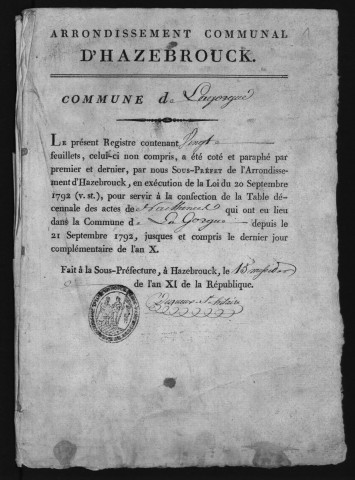 LA GORGUE / 1792-1802