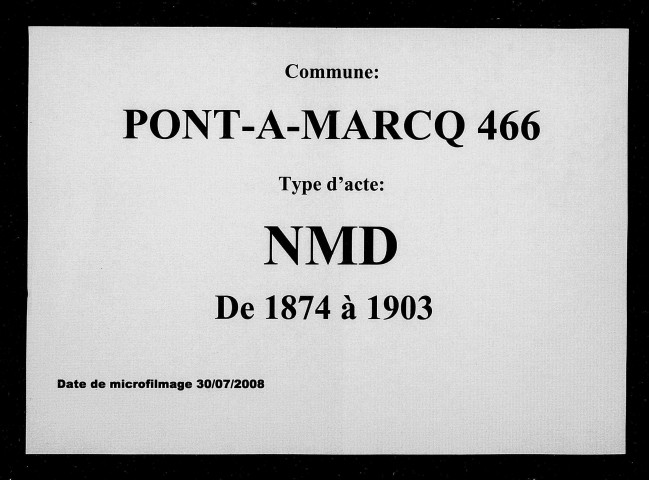 PONT-A-MARCQ / NMD [1874-1903]