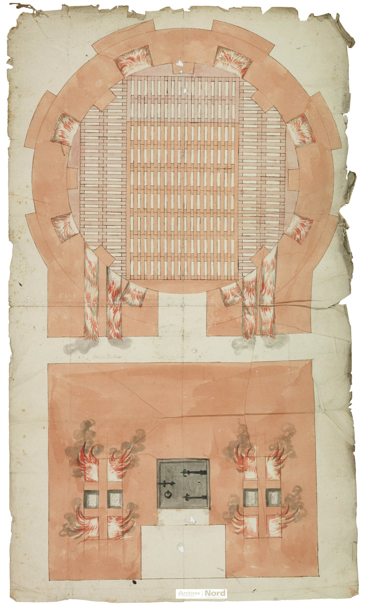Plan de construction d’un four à briques par Christienn Thonis, maçon, bourgeois de la ville de Delft, Pays-Bas