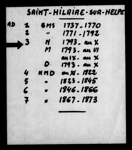 SAINT-HILAIRE-SUR-HELPE / NMD (sauf M 1799) [1793-1845]