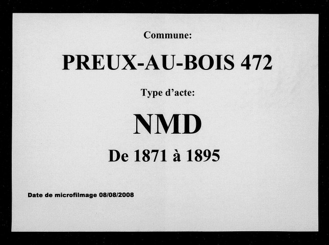 PREUX-AU-BOIS / NMD [1871-1895]